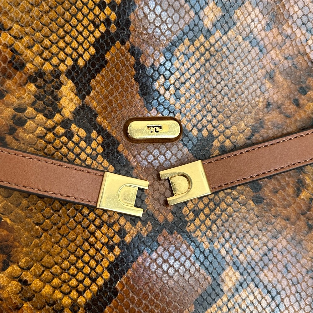 New Tory Burch Lee Radziwill Exotic Double Bag - Picture 8 of 16